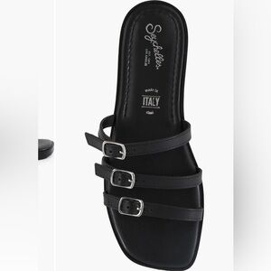 SEYCHELLES EMI SLIDE BUCKLED STRAP FLAT HEEL SANDAL BLACK NEW